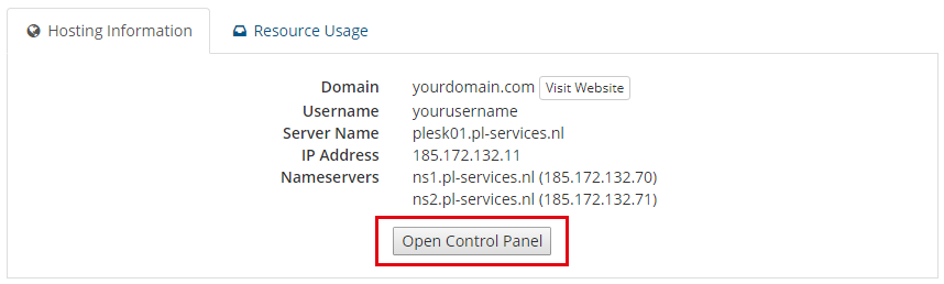 Plesk openen