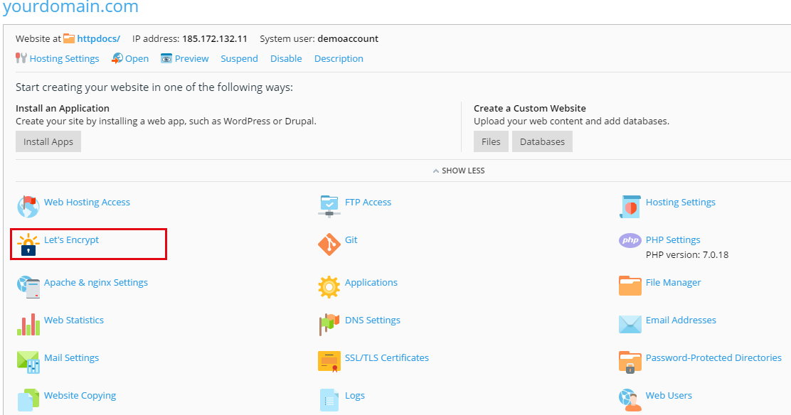 Let's Encrypt openen