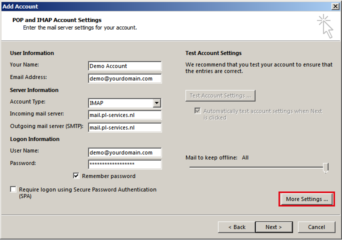 Account instellingen