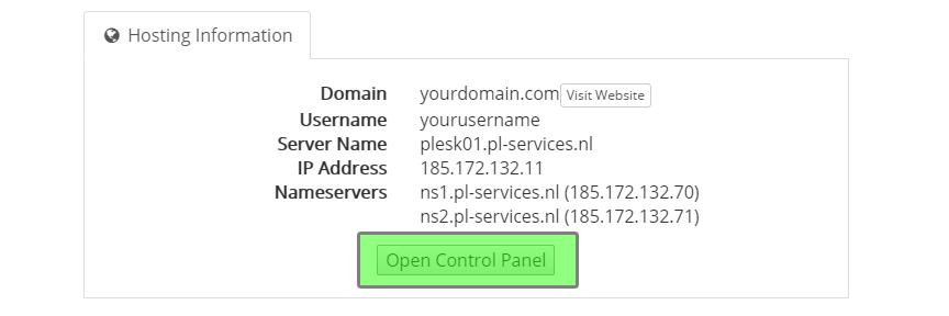 Control panel openen