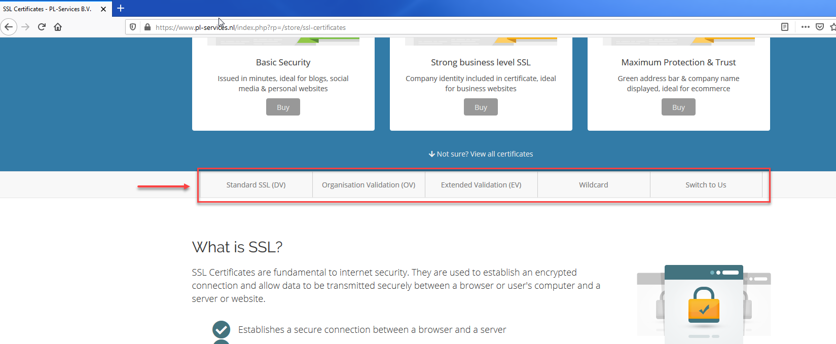 SSL opties